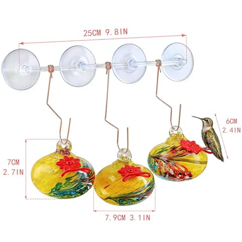 3PCS Window Hummingbird Feeder with Suction Cups(Yellow) - color: 3Pcs-D