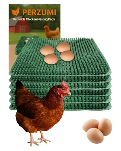 6-Pack Washable Chicken Nesting Pads for Chicken Coop, 13x11in Reusable Nest Box Liners, Trim-to-Fit Open-Grid Bedding for Cleaner Eggs, Heavy-Duty Poultry Supplies (Green) - color: Green, size: 6-Pack