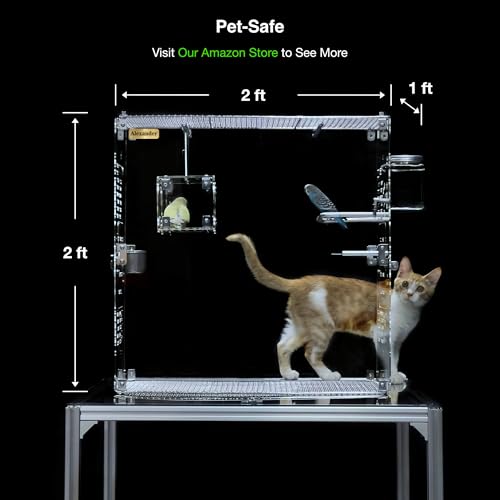 GuineaLoft™ Crystal Clear Custom Acrylic Bird Cage (Model-ET2) | Custom Sizes from Small to Extra Large w/ Optional Divider, Name Plate, UV Background, & Accessories - color: Model-ET2