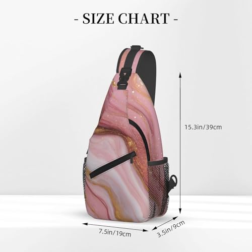 Marble Sling Bag for Women, Crossbody Bag Pink Marble Sling Backpack for Men, Casual Shoulder Bags Lightweight Gym Outdoor Sports Travel Hiking Fishing Daypack - color: Pink Marble