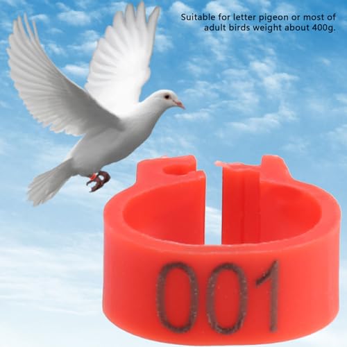 Chicken Leg Bands Duck Leg 100PCS Pigeon Bands Bird | 001 to 100 Numbered, Bird leg Bands, 8MM Diameter Pigeon Leg Ring, 5MM Height Reusable Marking Rings for Poultry (Red)