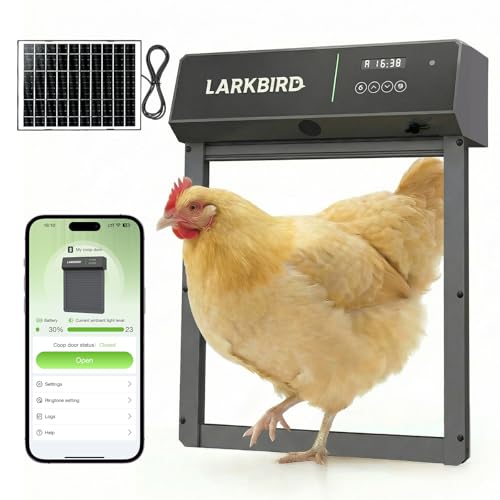 Larkbird Upgraded Automatic Chicken Coop Door, Solar/Battery Powered, Gray | Auto Chicken Door with Bluetooth App Control, Custom Audio Recording, Timer & Light Sensor, Anti-Pinch Design - color: Grey