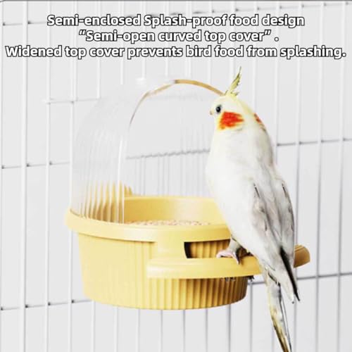 Bird Feeder for Cage – No Mess Feeder & Water Dispenser, Easy to Install and Clean, Semi-Enclosed Design Prevents Splashing (Purple) - color: Purple