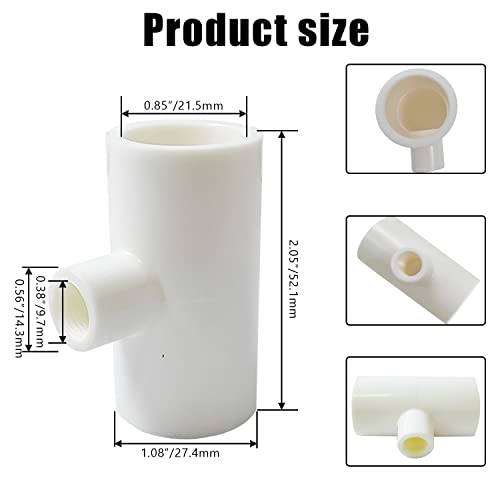 20 Pieces Chicken Waterer PVC Tee Fittings, Automatic Poultry Waterers PVC Fittings for 1/8" FTP Threads, Chicken Water Drinker and Feeder Cups for Poultry Nipples Chicken - size: 20