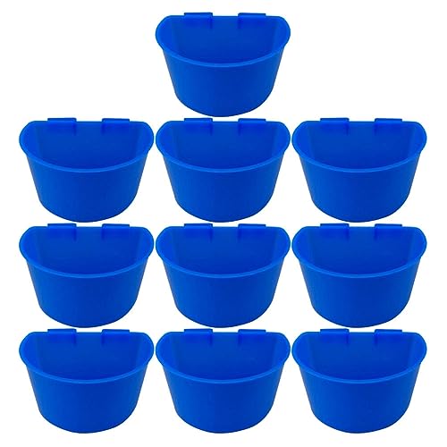 COLLBATH 10 Pcs Bird Cage Feeder Cups Plastic Cage Feeder with Hooks Semicircle Bird Water Bowl for Pigeon Feeding Water Cup for Food and 3.54 X 2.48 X 2.28 in