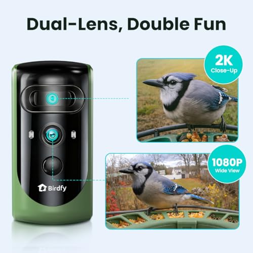 2 Smart Bird Feeder with Camera, AI Identifies Bird Species, Dual-Lens 2K Camera for Live Streaming & Close-Up Photos, Solar-Powered Backyard Birdwatching Gift
