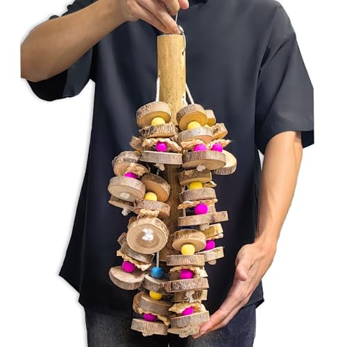 Extra Large Bird Parrot Toys- 19.7 inch Multicolored Natural Wooden Block Parrot Chewing Toy Suggested for Macaws cokatoos, African Grey and a Variety of Amazon Parrots. (Large Size)