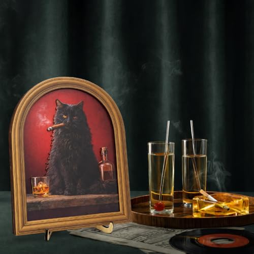 3D Funny Black Cat Smoking Wall Art Sign for Man Cave Decor, Whiskey Bar Cat Portrait Decor, 8x10 Inch - color: Cat-2