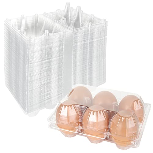 100PCS Plastic Egg Cartons Bulk 2x3 Egg Holders Style Holds 6 Eggs - Half Dozen Storage Perfect for Family Pasture, Groceries Chicken Farm, Refrigerator Storage