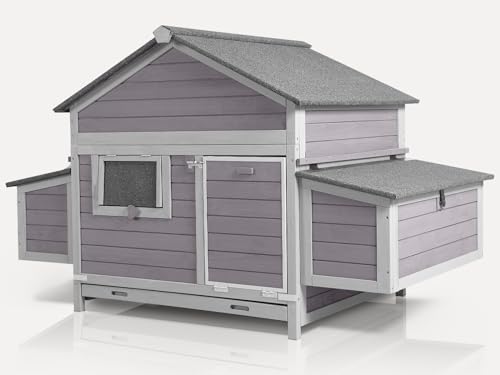Large Chicken Coop Expandable Chicken House for Outdoor with Two Nesting Box, Leakproof Pull-on Tray and UV-Resistant Roof Panel