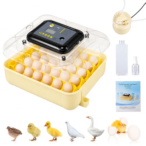 Egg Incubators for Hatching 30 Eggs with Temperature Humidity Control | Chicken Incubator with Humidity Display Auto Water Filling,Quail Incubator with Automatic Egg Turning - color: Yellow