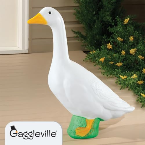 Fox Valley Traders Official Gaggleville 23" Large White Goose, Plastic Garden Décor, Vibrant and Clean Painted Goose Feet - Indoor or Outdoor Decorative Figurine for Garden, Patio, or Entryway Accent - size: Large