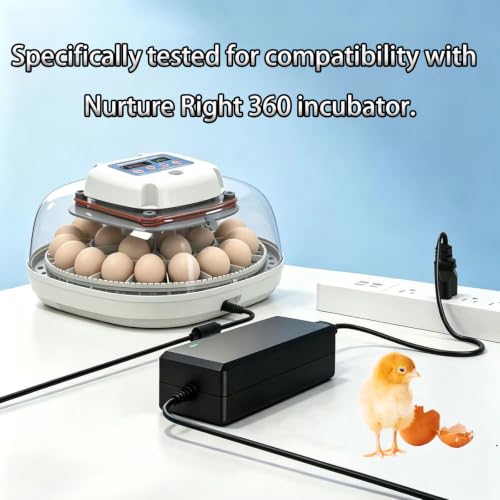 12V Power Charger for Nurture Right 360° Egg Incubator Compatible with Nurture Right 360° Egg Incubator Parts for Temperature Humidity Control Hatching Power Cord