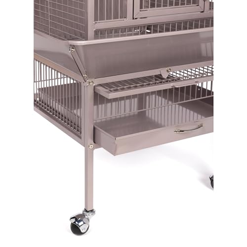 Prevue Pet Playtop Bird Cage Rolling Stand Seed Guards - Blush Finish | Medium Steel Bird Cage with Integrated Playtop, and Perches, Ideal for Conures and Cockatiels - color: Blush, size: 18.0"L x 18.0"W x 57.0"H
