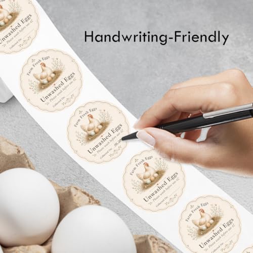 Louise Maelys 2 Inch Farm Fresh Eggs Stickers, 500Pcs Eggs Labels | Writable,Egg Carton Labels Roll, Unwashed Eggs Stickers, Collected On Date Line, Small Farm Egg Packaging,Farm Stand Supplies - color: Egg