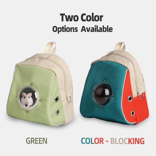 Hamster Carrier, Suitable for Sugar Gliders, Rats, Parrots and Other Small Pets, Breathable Bird Backpack with Transparent Spacecraft (Green) - color: Green