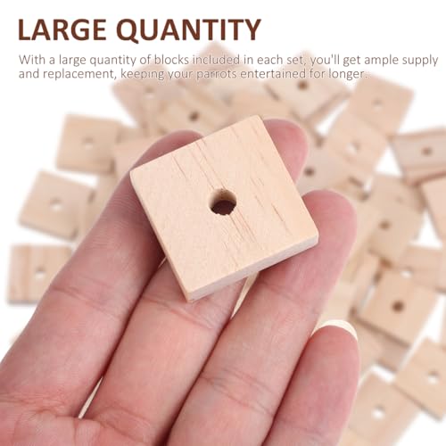 Yardwe Parrot Chewing Blocks 100Pcs Balsa Wood Bird Chew Toy Set with Hanging Holes Bird Toys Making Supplies for Cage Enrichment Beak Trimming DIY Craft for Parakeet Cockatiel Macaw