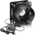 GDSTIME Small Axial Exhaust Fan 80mm 12V DC Fan with AC Plug, 3 Inch Flange | Dual Ball, Variable Speed Control, for Soldering, Smoke Extraction, 3D Printer, DIY Cooling Ventilation Exhaust Projects - style: 8025 Fan + 1 Flange