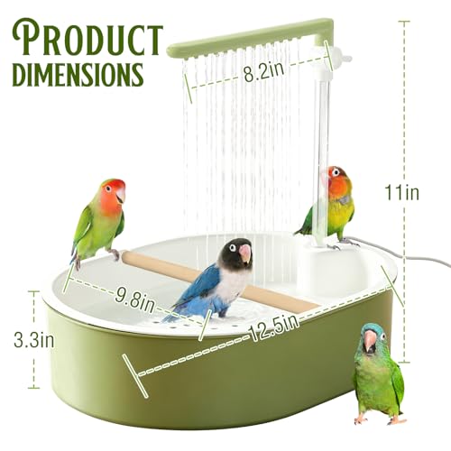 Parrot Bathtub Bird Automatic Bath Shower,Large Bird Shower Fountain Indoor Bathtub with Running Water, Contains USB and Pump,for Pet Birds, African Grey, Cockatiel, Conure, Budgie, Lovebird(Beige) - color: Beige
