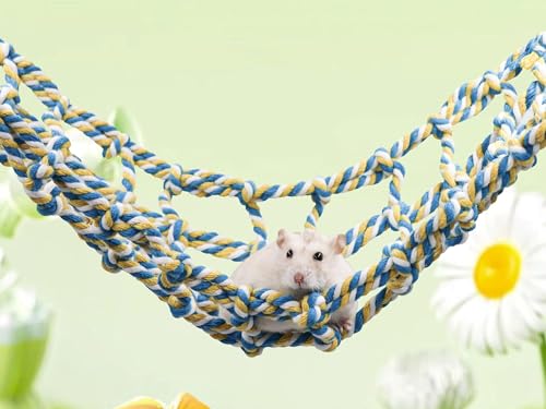 Colorful Bird Rope Net, Rat Climbing Ladder Bridge Toy, Hanging Pet Hammock, Cage Accessories for Small Animals Hamster Parakeets Cockatiels Guinea Pig Chinchilla Ferret - 31 × 7.5 Inch - size: 31 ×7.5 Inch