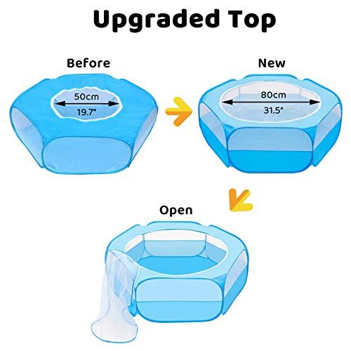 Amakunft Small Animal Pop-Up Playpen with Mesh Cover, 47'' x 23.6'' x 15'' Chicken Brooder Box, Play Pen Indoor Outdoor for Guinea Pigs, Bunny, Rabbits, Ferrets, Chinchillas, Kittens - color: Light Blue