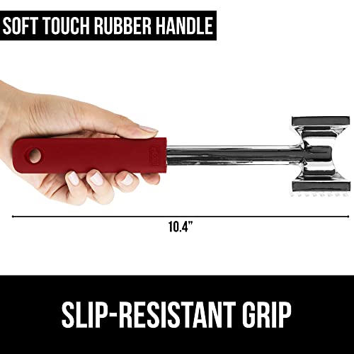 Gorilla Grip Silicone Spatula and Meat Tenderizer, Flexible Silicone Spatula Size 11.6 inch, BPA Free Heat Resistant, Spiked Side Meat Tenderizer, Both in Red Color, 2 Item Bundle