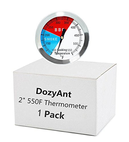 2 Inch Grill Temperature Gauge BBQ Thermometer for Charcoal Grill or Smoker | BBQ Grill Thermometer Gauge Replacement with 2.5 Inch Probe Reads 100-550F for Smoker Grill Wood Charcoal Pit Temp