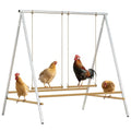 PawHut Chicken Perch for Coop Chicken Roosting Bars with 2 Swings Silver | Adjustable Swings, Coop Accessories, Farm, Backyard
