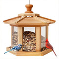 Solution4Patio Bird Feeder for Outdoors - USA Cedar Hexagon Gazebo Bird Feeders with Vented Mesh Tray, Easy-Clean & Fill Design 9.6" Dia. X 8.7" H 3.2-lb Capacity - style: Hexagon Gazebo