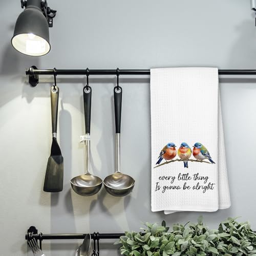 Every Little Thing is Gonna Be Alright Kitchen Towels, Bird Decor Dish Towels for Kitchen, Inspirational Bird Decorative Hand Towel for Bathroom, Motivational Gifts for Women - color: Color-6