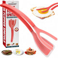 Silicone Egg Flipper Spatula Tongs (Set of 1) – Non-Stick 2-in-1 Grip & Flip Kitchen Tongs for Pancakes, Fish, Eggs, and More – Heat Resistant Cooking Tool (Red) - color: Red