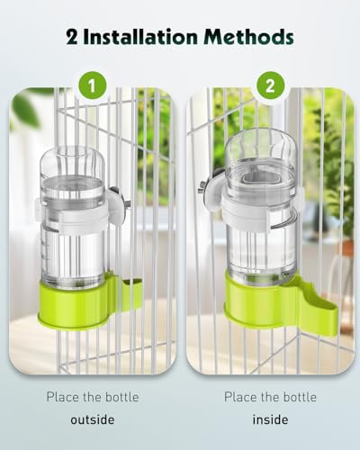 Pawfly 2 Pcs Bird Water Dispenser, Automatic Bird Water Feeder, Plastic Bird Cage Water Dispenser, Green Parrot Waterer for Parakeet Cockatiel Budgie Lovebirds (Not Fit for Food Feeding) - color: Green, size: 2 PC