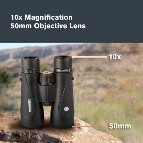 Celestron TrailSeeker ED 10x50 ED Glass Binoculars for Low-Light Viewing | Large 50mm Objectives, ED Glass for Bright Views, Phase & Dielectric-Coated BaK-4 Prisms, Fully Broadband Multi-Coated - style: Trailseeker ED 10x50