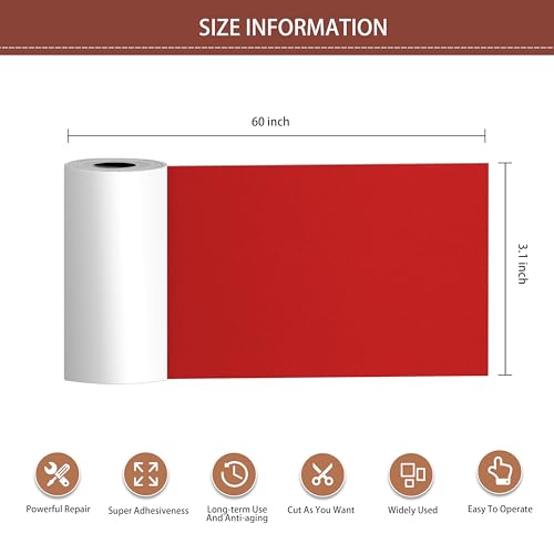 Besezx Leather Repair Patch Tape Kit, Self Adhesive Leather Repair for Furniture, Couch, Sofa, Car Seats,Office Chair,Vinyl Repair Kit.3.1inx60in - color: Deep red, size: 3.1 in x 60 in
