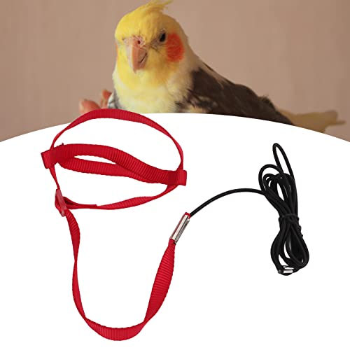 Elastic Parrot Harness Leash Bird Leash Bite Proof Harness Adjustable Parrot Flying Training Rope with Metal Hook Nylon Webbing for Cockatiels Walking (S) - size: S