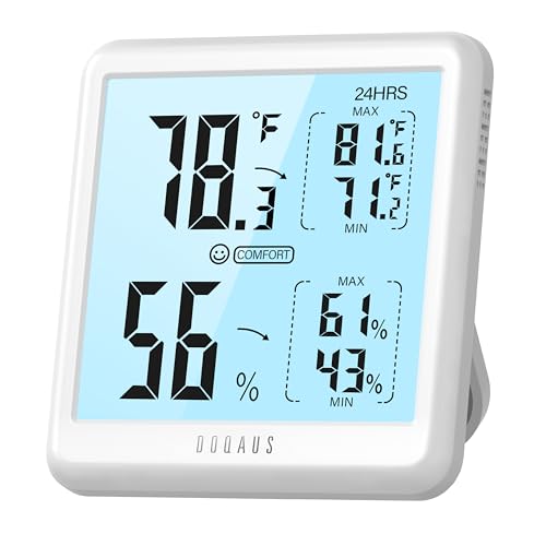 DOQAUS Digital Hygrometer Indoor Thermometer Humidity Meter with Backlight | 3s Fast Refresh, 3.05in Digital Temperature Humidity Monitor with Max Min Records for Home, Bedroom, Baby Room, Greenhouse