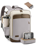 LOVEVOOK 50L Travel Backpack Carry On Airline Approved, Large Backpack with 3 Packing Cubes, TSA Travel Essentials Carry On Bag, Waterproof Weekender Overnight Luggage Daypack, Fits 18 Inch Laptop - color: H-grey-beige-hkaki, size: XLarge - 18.5 Inch - 50