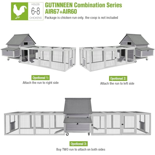 GUTINNEEN Chicken Coop Extension Chicken Run 20.73 ft², Large Expandable Hen House Run with 5 Doors, Universal Fit for Most Coops, Not for Standalone Use,79" L - size: 79.0"L x 37.8"W x 26.8"H