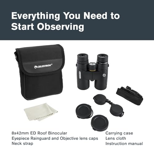 Celestron Nature DX ED 8x42 Premium Waterproof Birding Binoculars | ED Glass for True-to-Life Color, Fully Multi-Coated Optics & Phase Coated BaK-4 Prism, Sharp Edge-to-Edge Views, Waterproof - size: 8x42 Nature DX ED, style: Nature DX 8X42 ED