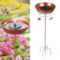 Metal Bird Bath for Outside Solar Powered Bird Bath Fountain, Freestanding Birdbath Feeder Bowl for Outdoor Garden Patio Yard Lawn Decor, Bronze, 41 in