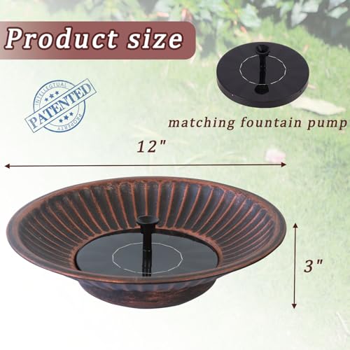 12.3" Solar Bird Bath Bowl,Bird Bath Fountain,Bird Bath for Outside(Copper) | Metal Bird Bath with Solar Fountains,Solar Bird Bath Bubbler for Garden Patio Decor - color: Copper-a