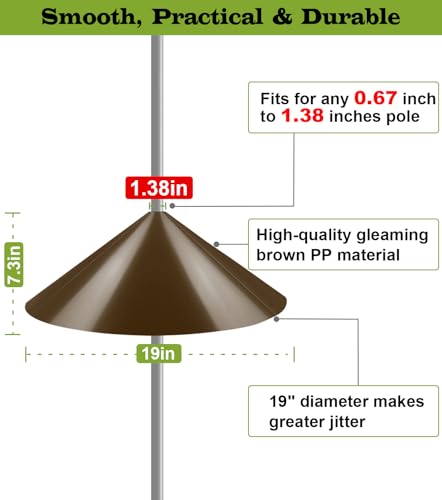 19 Inch Wide Squirrel Baffle for Bird Feeder Pole, Outside Pole Mount Stopper & Bird House Guard for Outdoor Shepherd’s Hook, Brown, 1 Pack - color: Brown