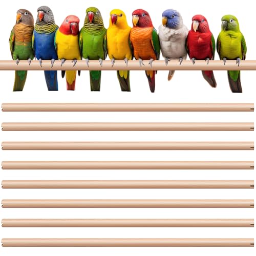 Sintuff 8 Pcs Bird Perches for Cage Accessories, Wooden Perch Rods Replacement with Double Head Slots, 0.6 Inch Diameter Natural Wood Stand for Parrot Macaw Cockatoo Parakeet (18 Inches) - size: 18 Inches