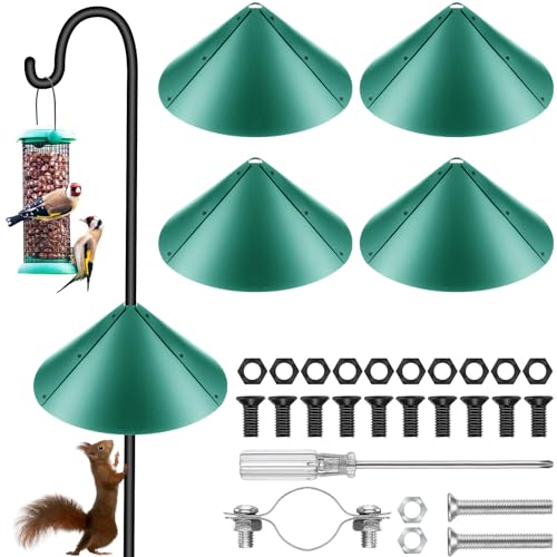 4 Sets 18 Inches Squirrel Baffle for Bird Feeder Pole, Outside Pole Mount House Guard Bird Feeder Baffle for Shepherd's Hook, Preventing from Squirrels, Raccoons(Green) - color: Green