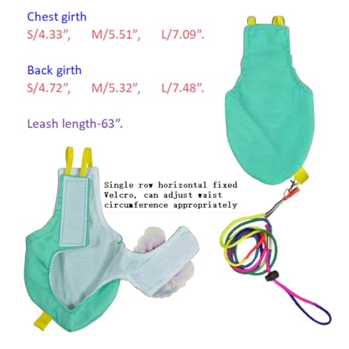 Escape-Proof Parrot Harness & Leash Set with Diaper - Adjustable Flight Suit with Bow & Safety Cord for Conures, African Grey, Parakeets, Doves (Pink-M) - size: Pink bow-M
