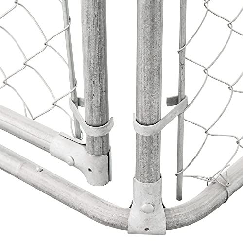 PawHut Outdoor Dog Kennel, Heavy Duty Dog Run Outdoor Fence with Waterproof Cover, Galvanized Chain Link, Secure Lock, 9.8' x 9.8' x 7.7' | Outdoor Fence, Waterproof Cover, Galvanized Chain Link, Secure Lock - size: 118.0"L x 118.0"W x 92.3"H