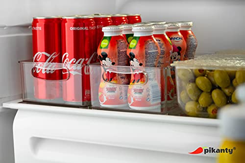 Pikanty Clear Refrigerator Organizer Bin with Handles — 15 Inch Stackable Fridge and Pantry Storage Container for Snacks, Produce, Cans, Yogurt, Condiments, Dishwasher and Freezer Safe, Made in USA - style: Organizer Bin Large