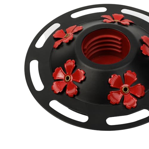 WOSIBO Hummingbird Feeder Replacement Bottom Base Replacement Part Includes Red Plastic Base Metal Top and Brushes (Black Circle) - color: Black Circle