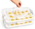 2 Pack Deviled Egg Containers with Lid, Holds 40 Deviled Egg Halves Total, Stackable Deviled Egg Carrier for Party, Picnic, Potluck, Easter, Refrigerator Storage, Clear Plastic Egg Tray Holder