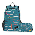Airplane Plane and Aircraft Backpack with Lunch Bag, School Travel Backpack for Teens Boys Girls Kids Backpacks Set - color: Navy Blue